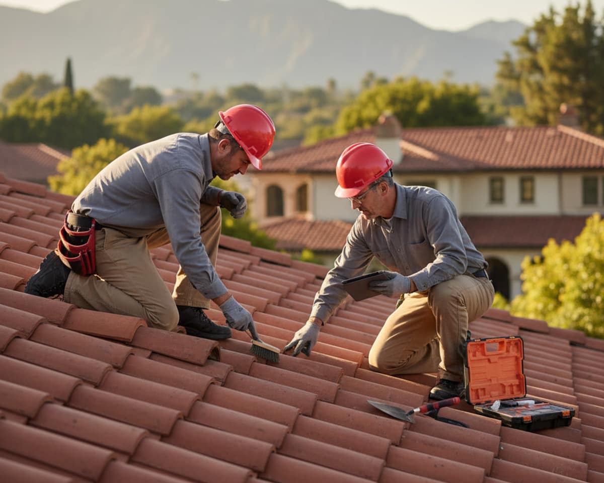Close-up of a well-maintained tile roof in San Marino after service