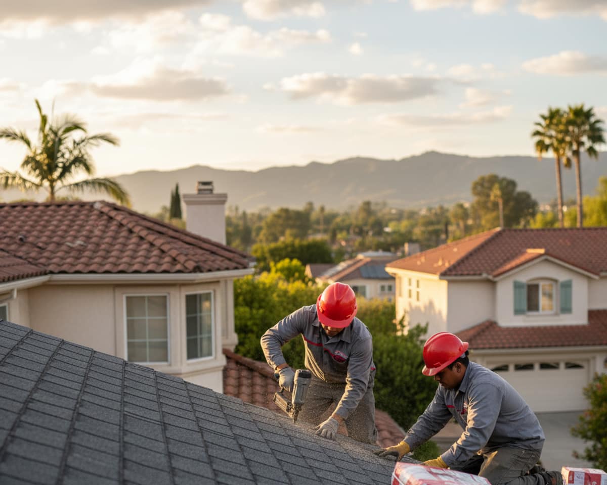Close-up of newly installed roofing shingles in Arcadia