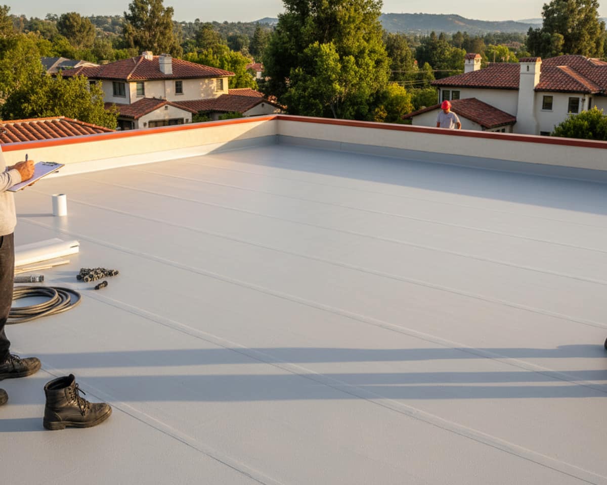 Finished residential flat roof in San Marino, showcasing quality craftsmanship