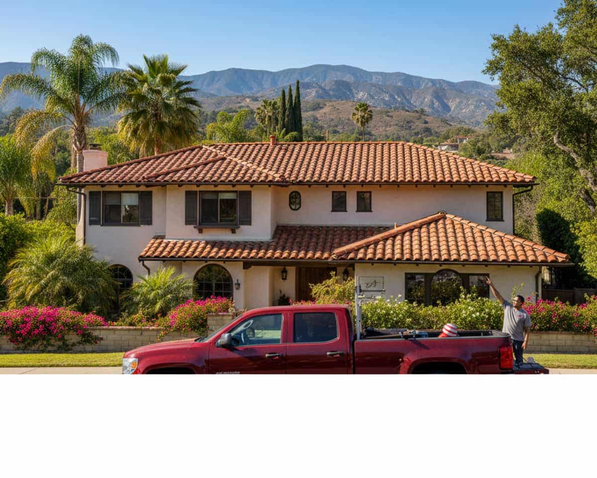 Finished tile roof on an Altadena home, showcasing quality new roof installation
