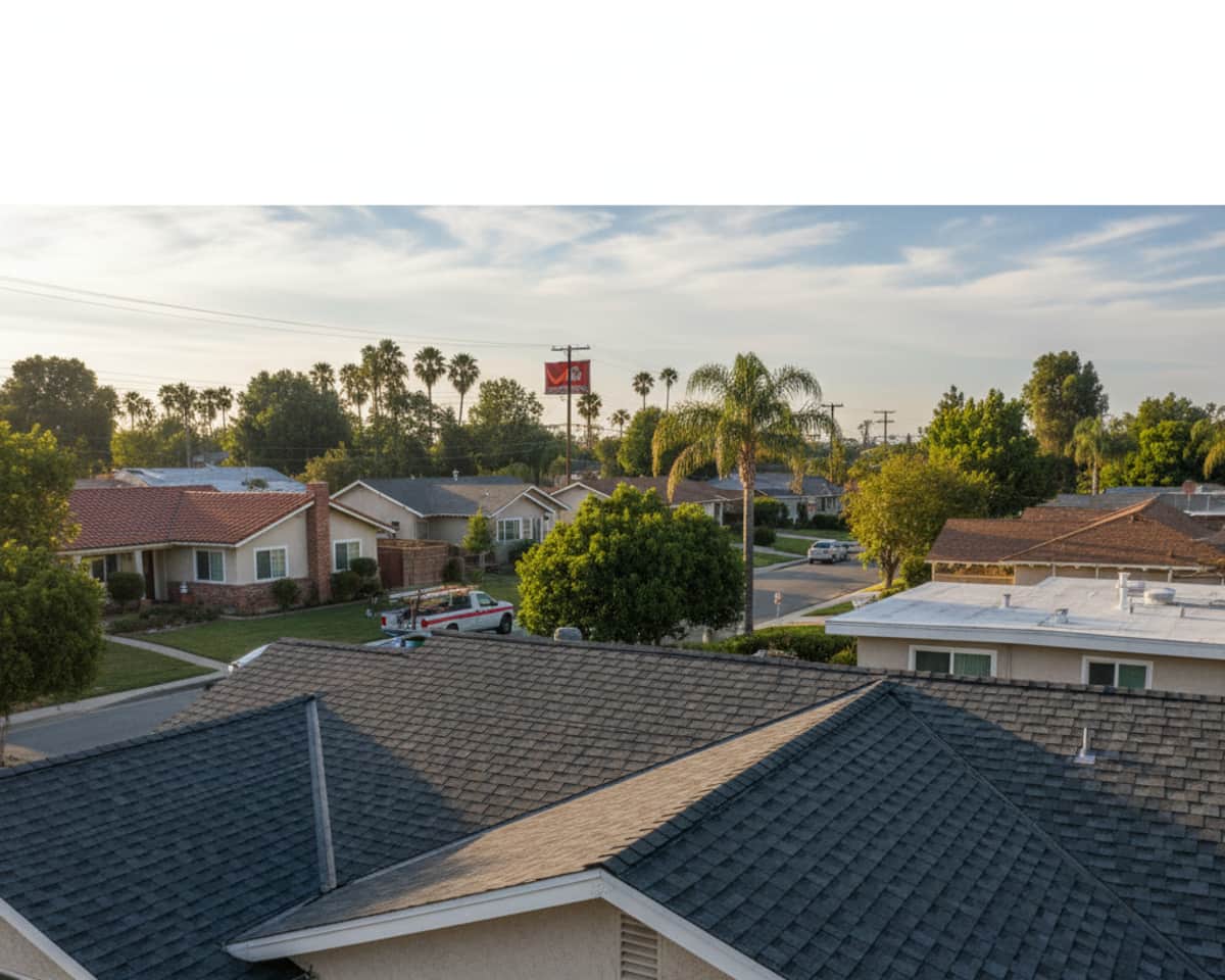 Newly maintained residential roof in an Alhambra neighborhood