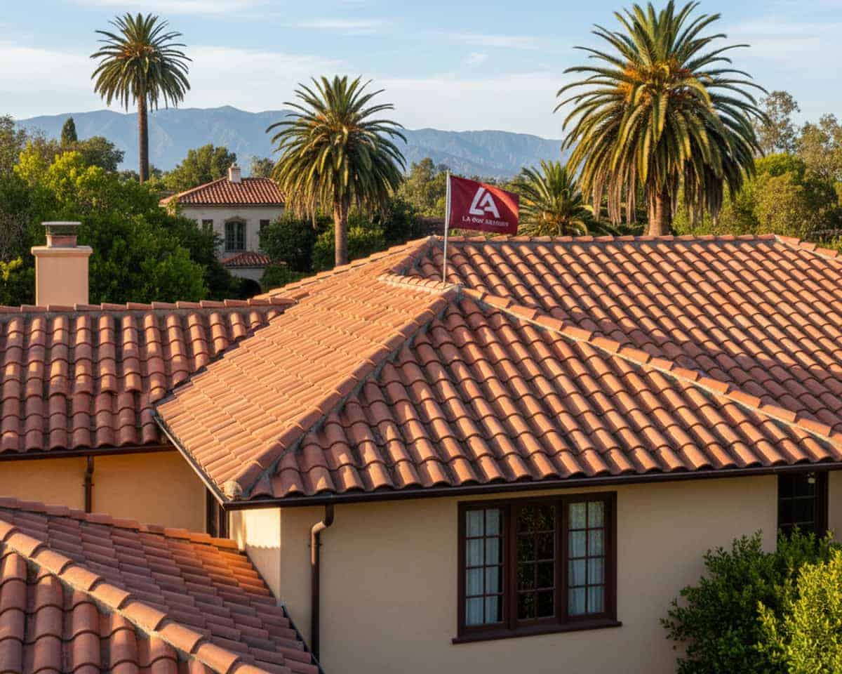 Residential tile roof in San Marino after a successful repair by LA Roof Services