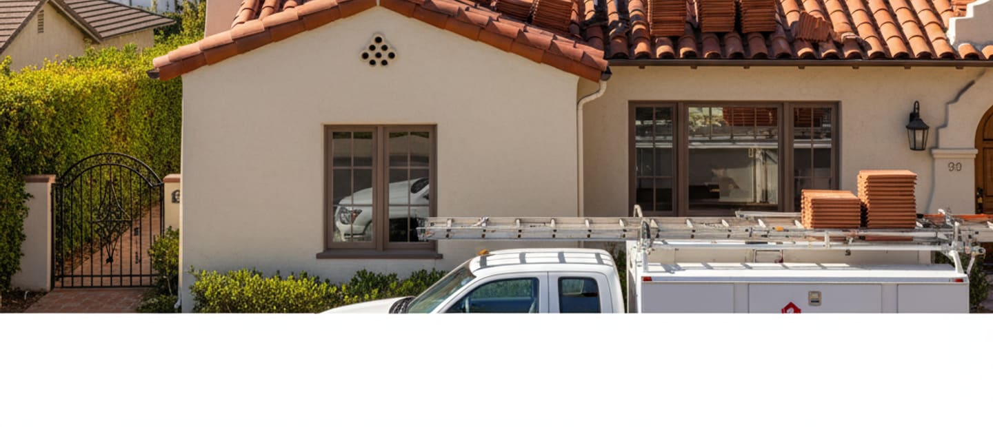 Newly installed roof on a house in Pasadena with blue sky background