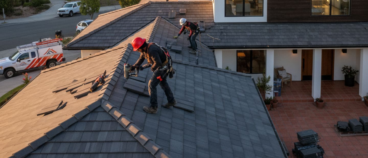 Modern home in Pasadena with newly installed roof by LA Roof Services