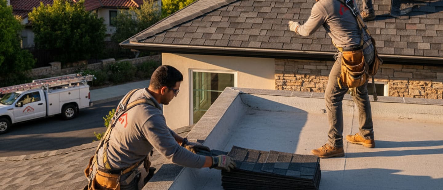 Modern home in Pasadena with newly installed shingle roof