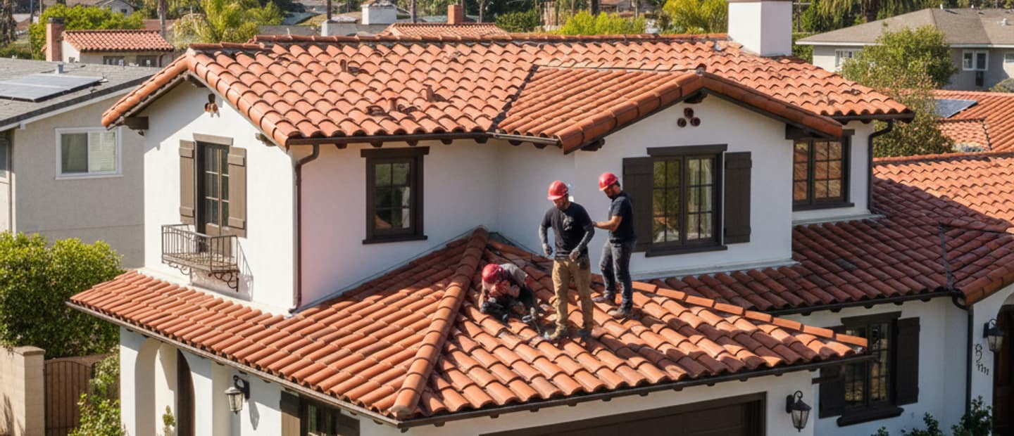 Beautiful Mediterranean-style home with a new clay tile roof in Alhambra