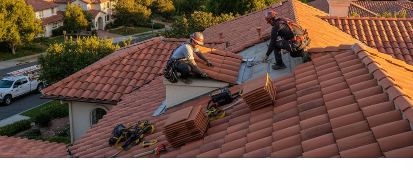 Beautiful tile roof on a home in Altadena, California